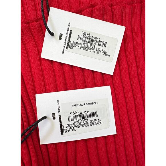 Solid & Striped - Rib Knit Yvette Maxi Skirt & Fleur Camisole in Fiery Red - Picture 2 of 3